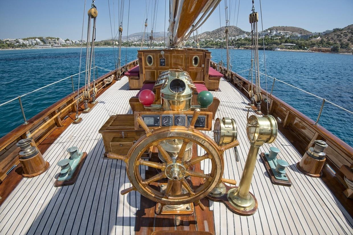 a boat on the water aboard AELLO Yacht for Charter