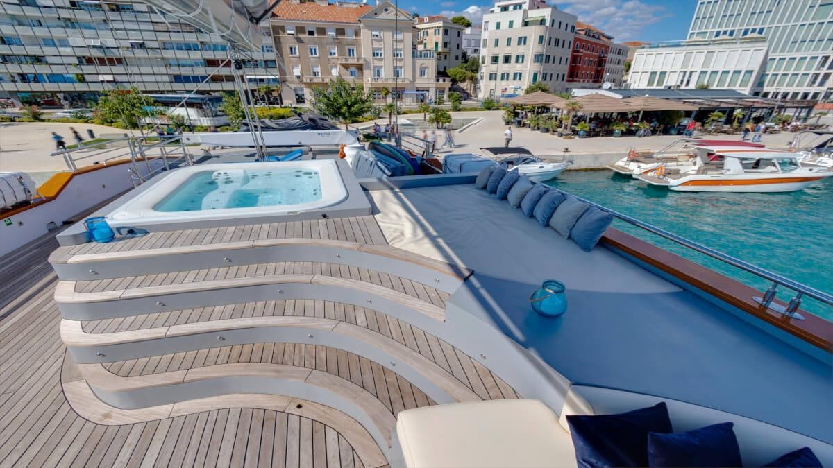 a group of boats in a harbor aboard LIFE IS GOOD Yacht for Charter