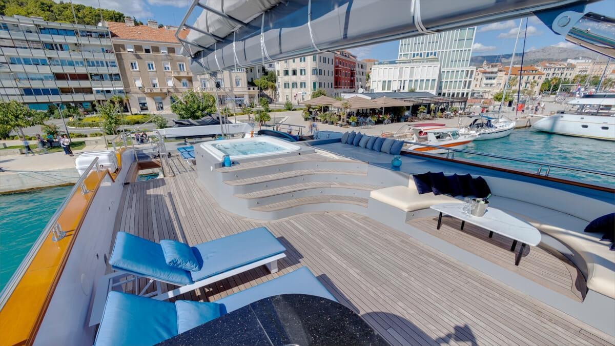 a group of boats in a harbor aboard LIFE IS GOOD Yacht for Charter
