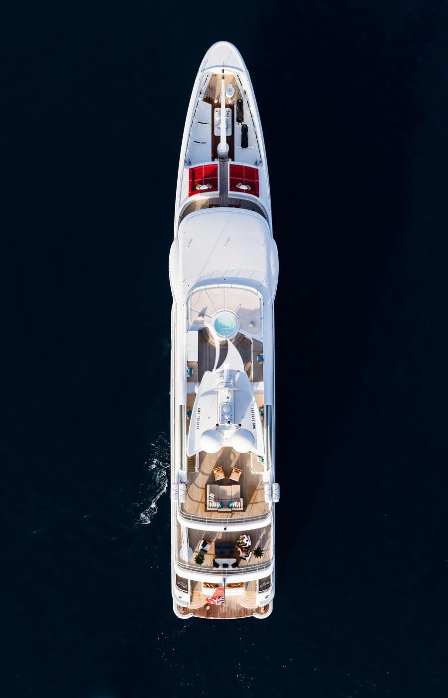 a white and red rocket aboard GRACE Yacht for Charter