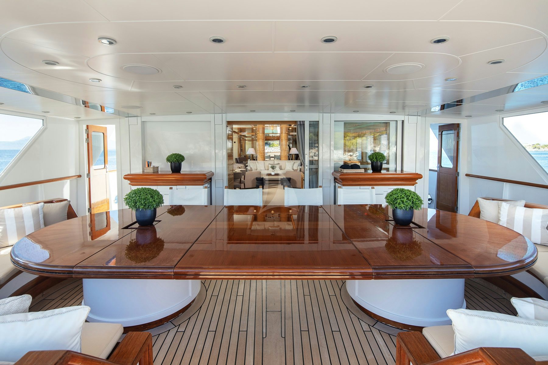 a large room with a wood floor aboard KASSANDRA Yacht for Charter