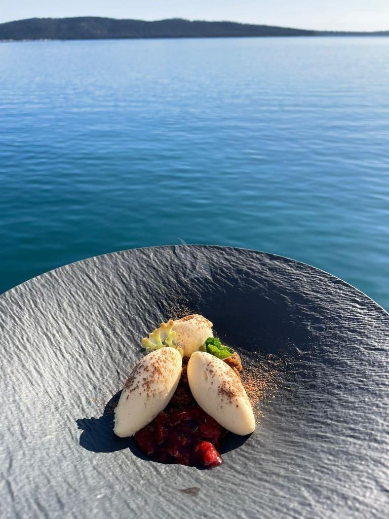 a fruit on a plate aboard ANAVI Yacht for Charter
