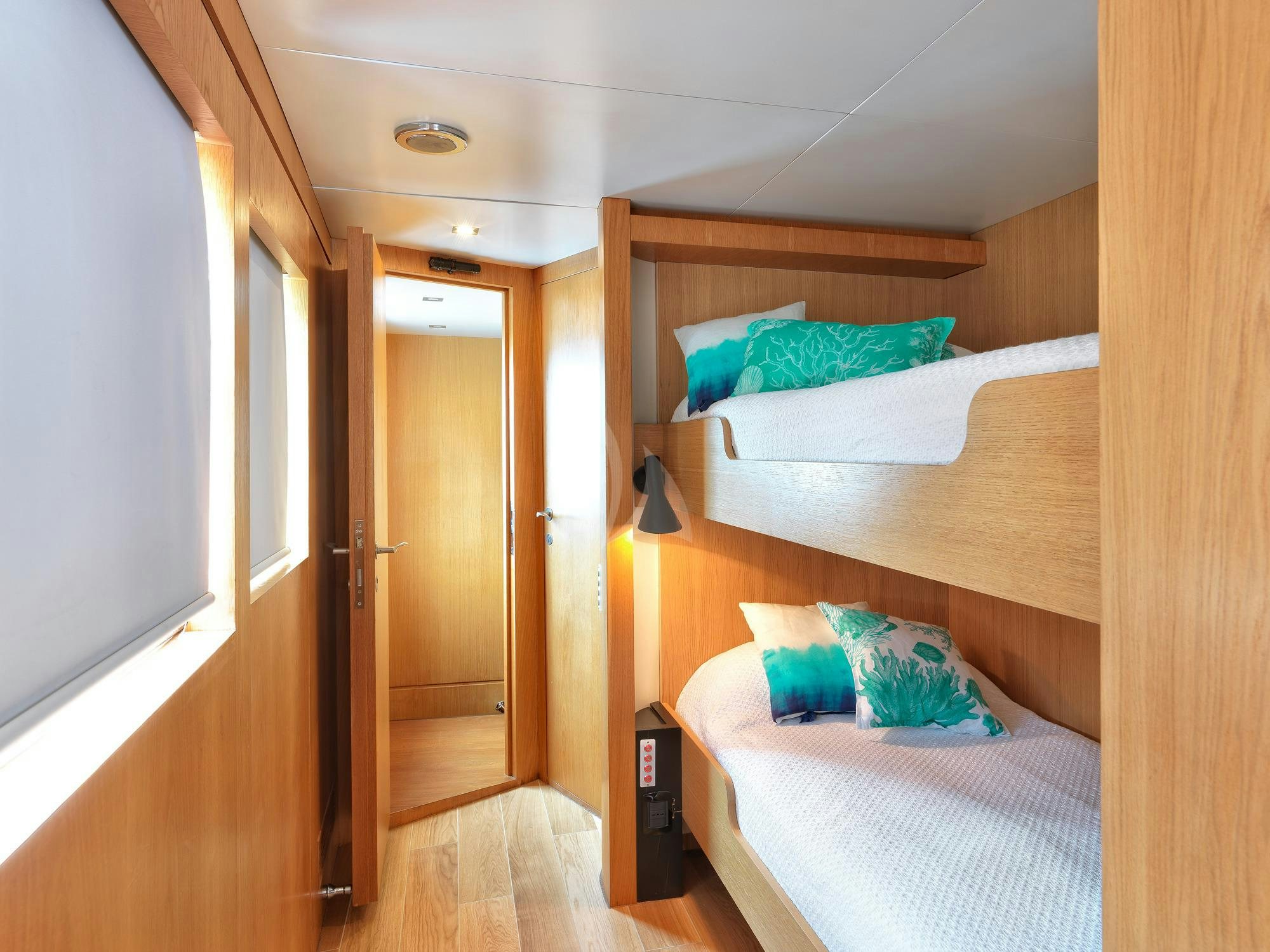 a room with two beds aboard SOUNION II Yacht for Charter