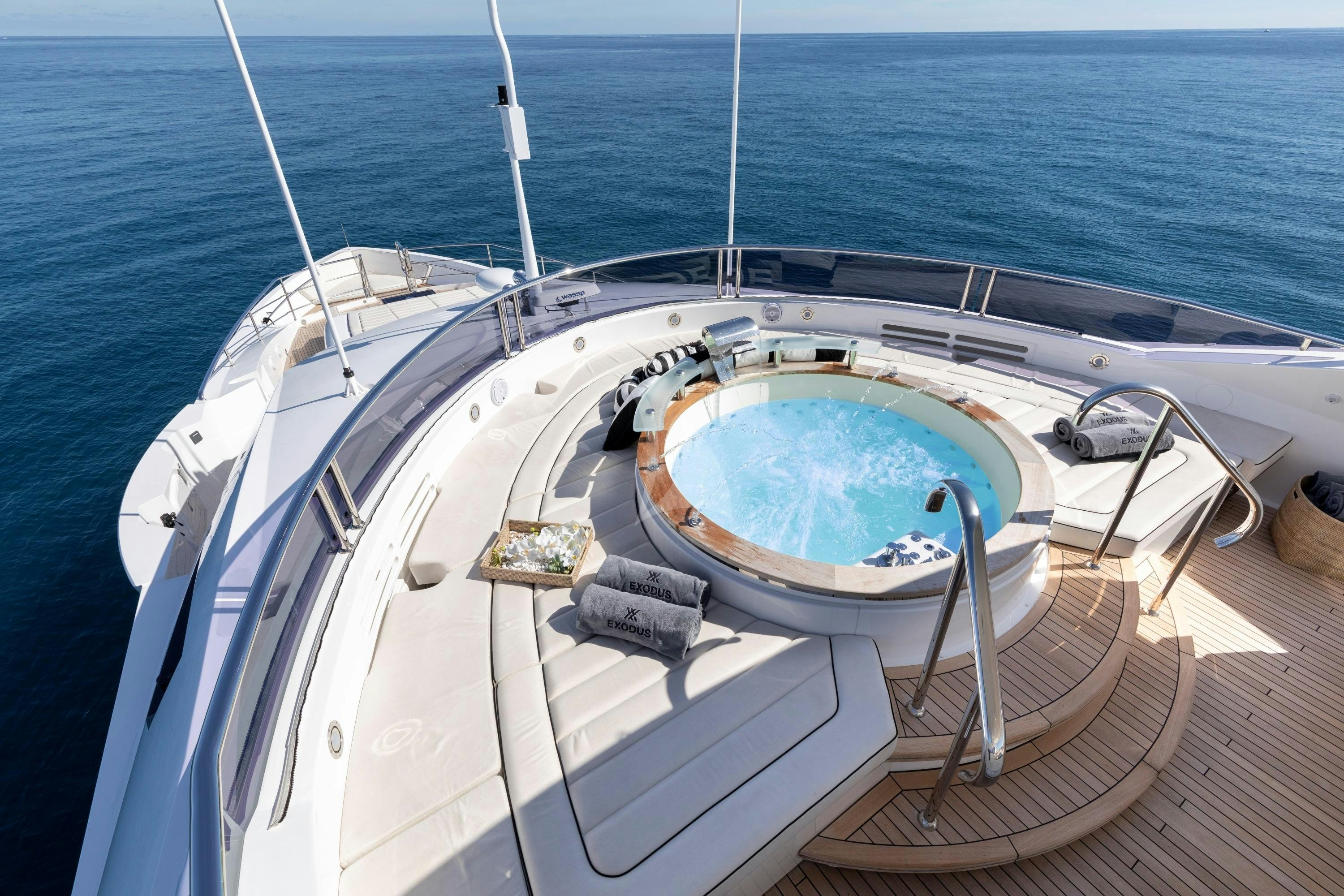 a boat on the water aboard EXODUS Yacht for Charter