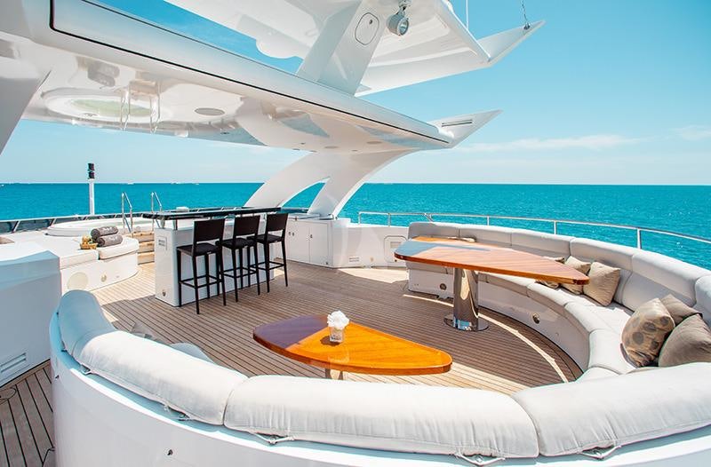 a lounge area on a boat aboard LADY L Yacht for Sale