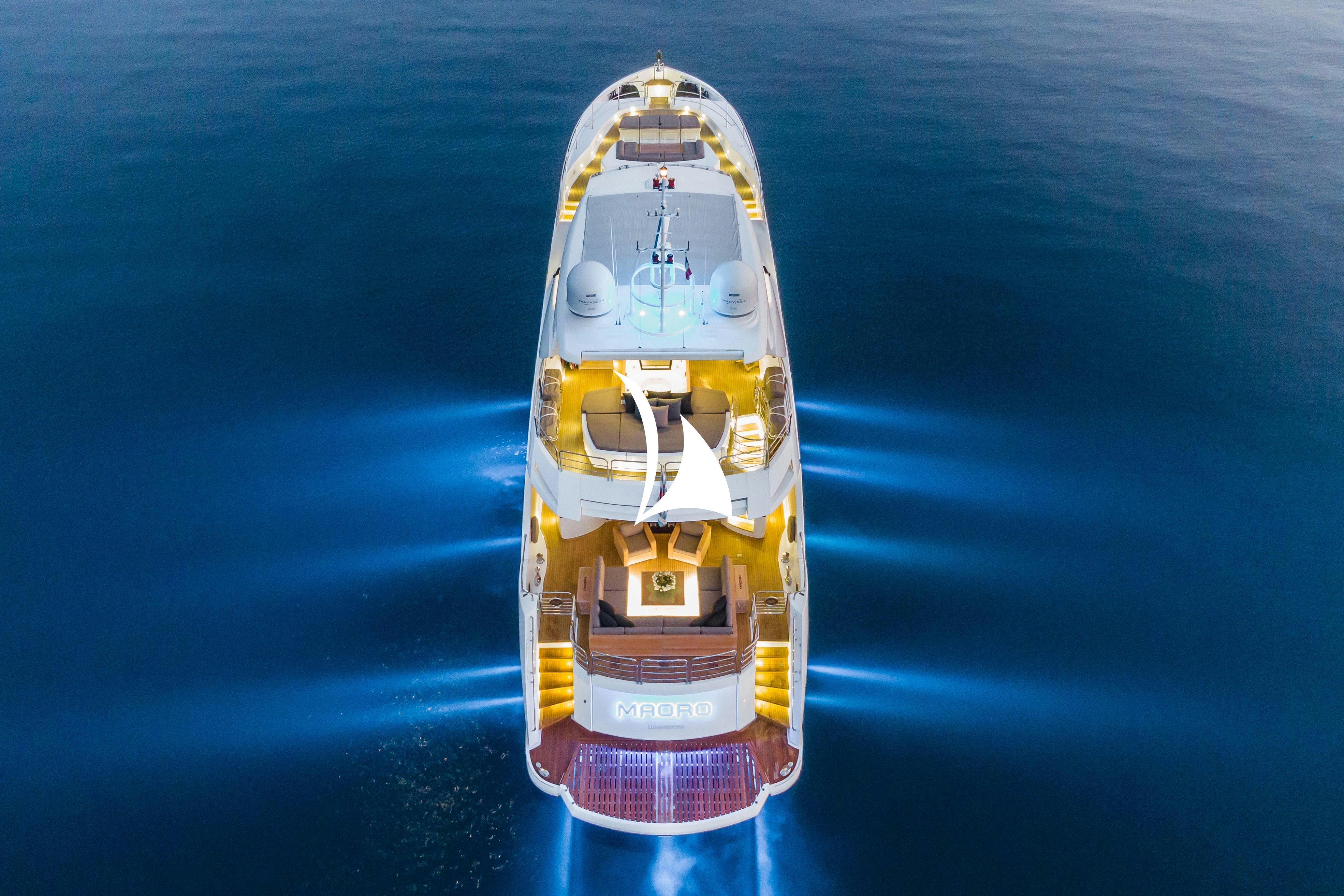 a space ship in the water aboard MAORO Yacht for Charter