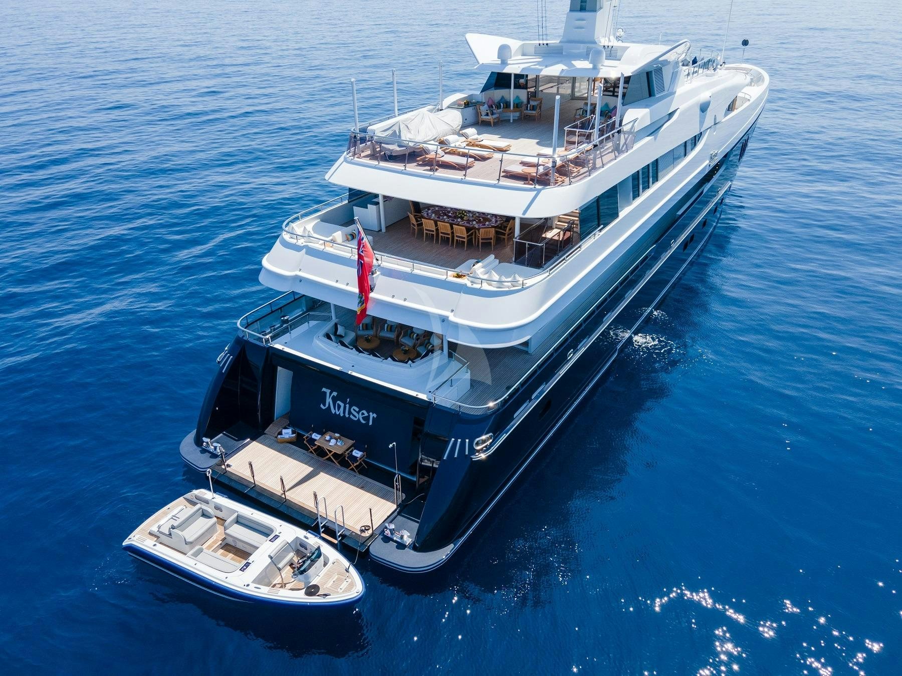 a large ship sailing on the water aboard KAISER Yacht for Sale