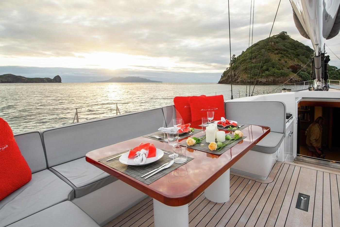 a table with food on it aboard SILVERTIP Yacht for Charter