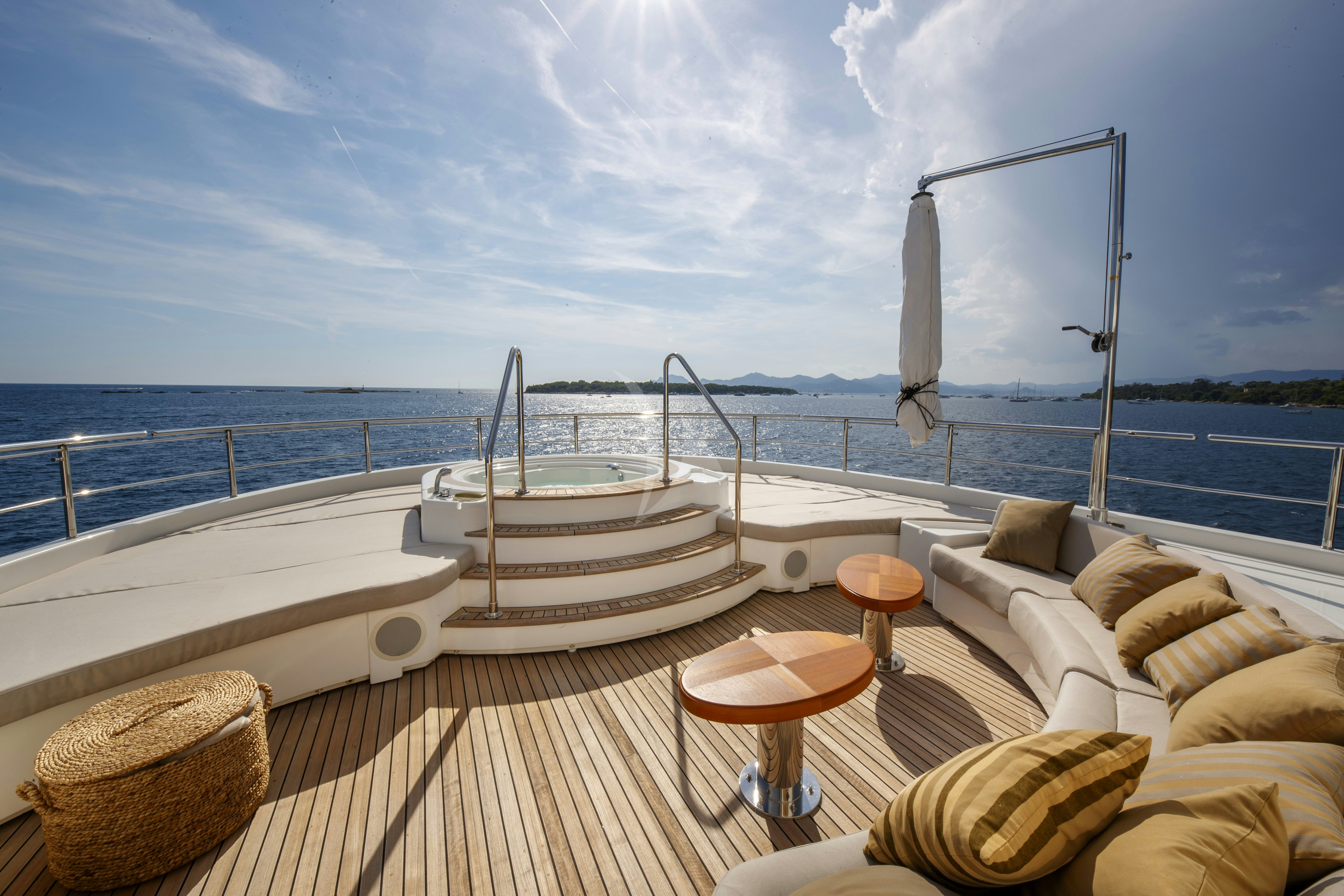 a boat on a deck aboard O'LION Yacht for Charter