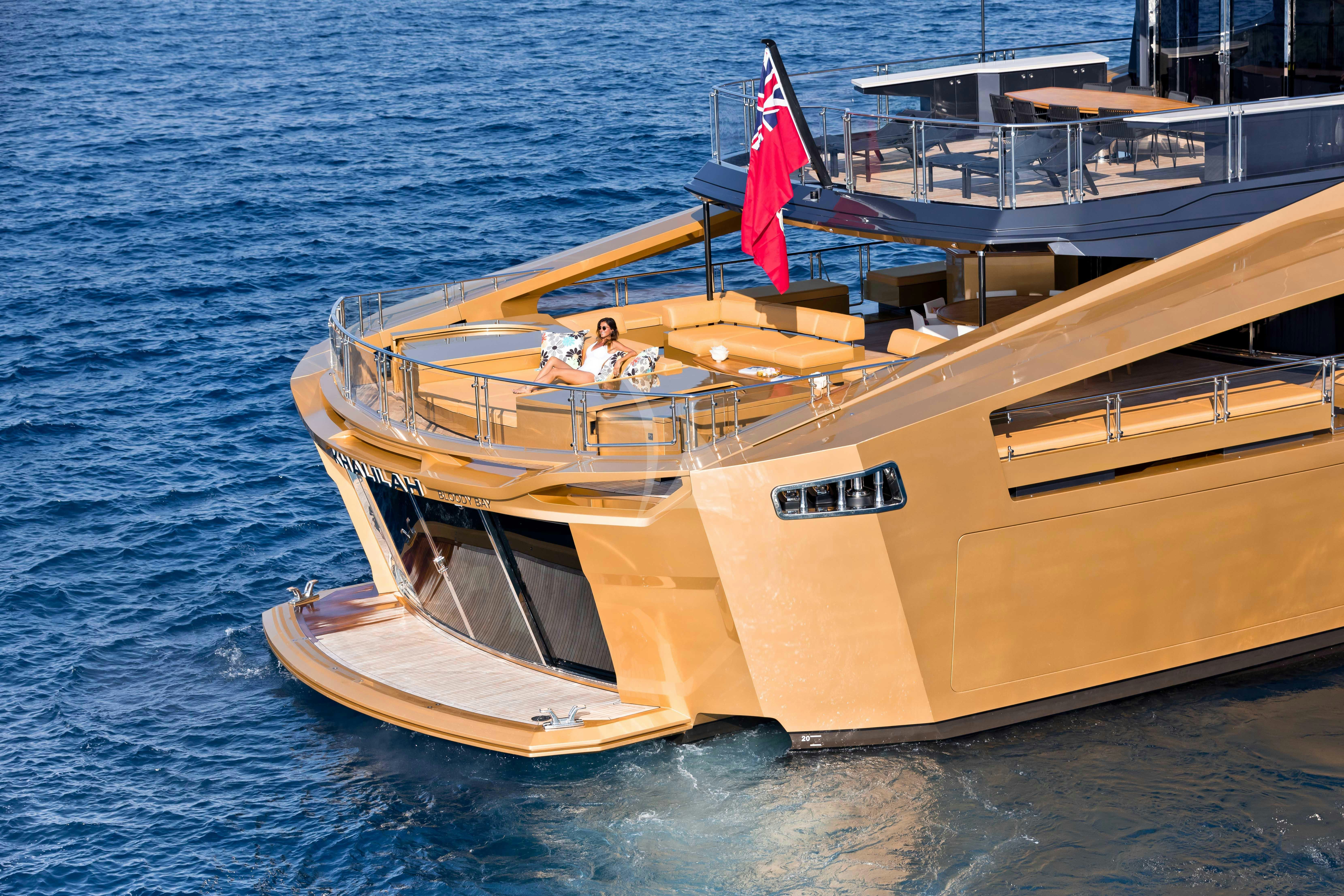 a boat in the water aboard KHALILAH Yacht for Charter