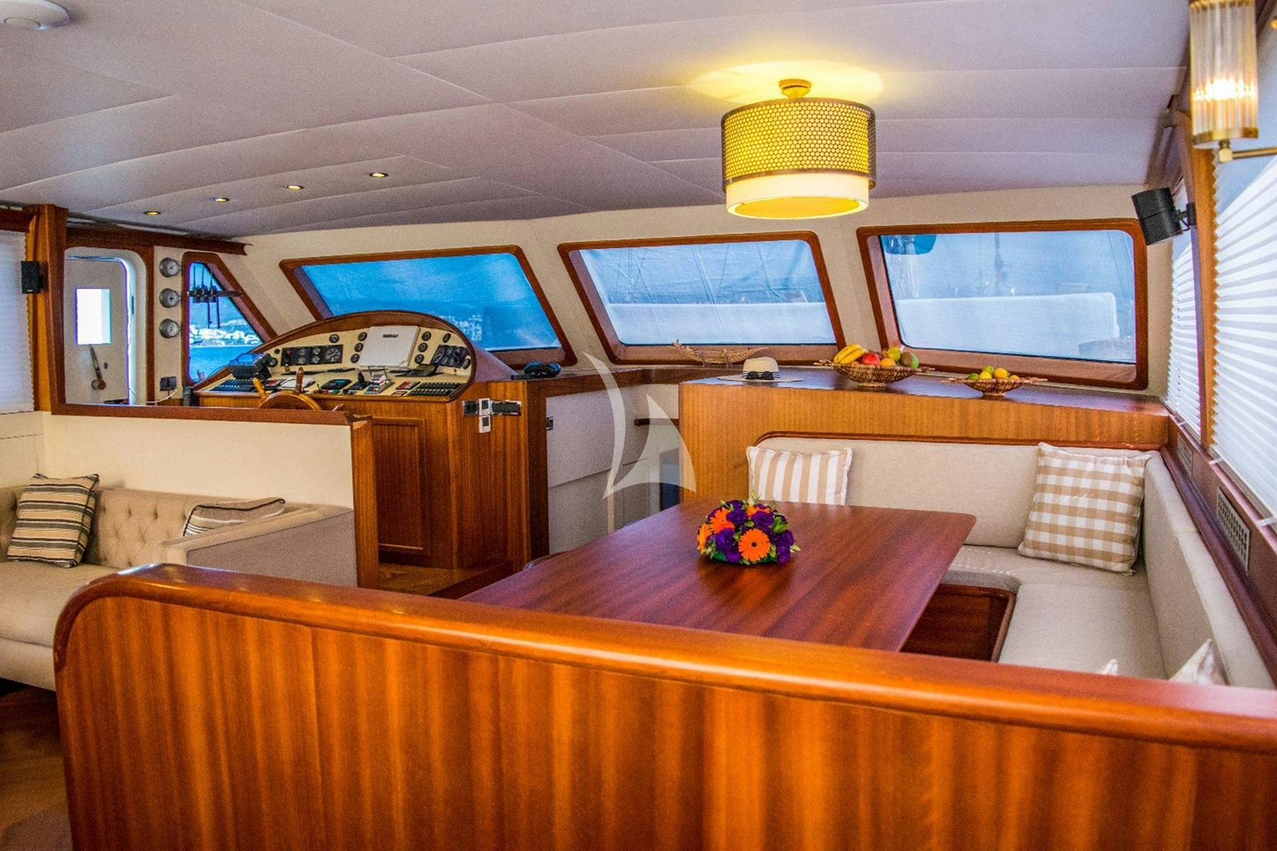 inside of a train aboard PAPA JOE Yacht for Charter