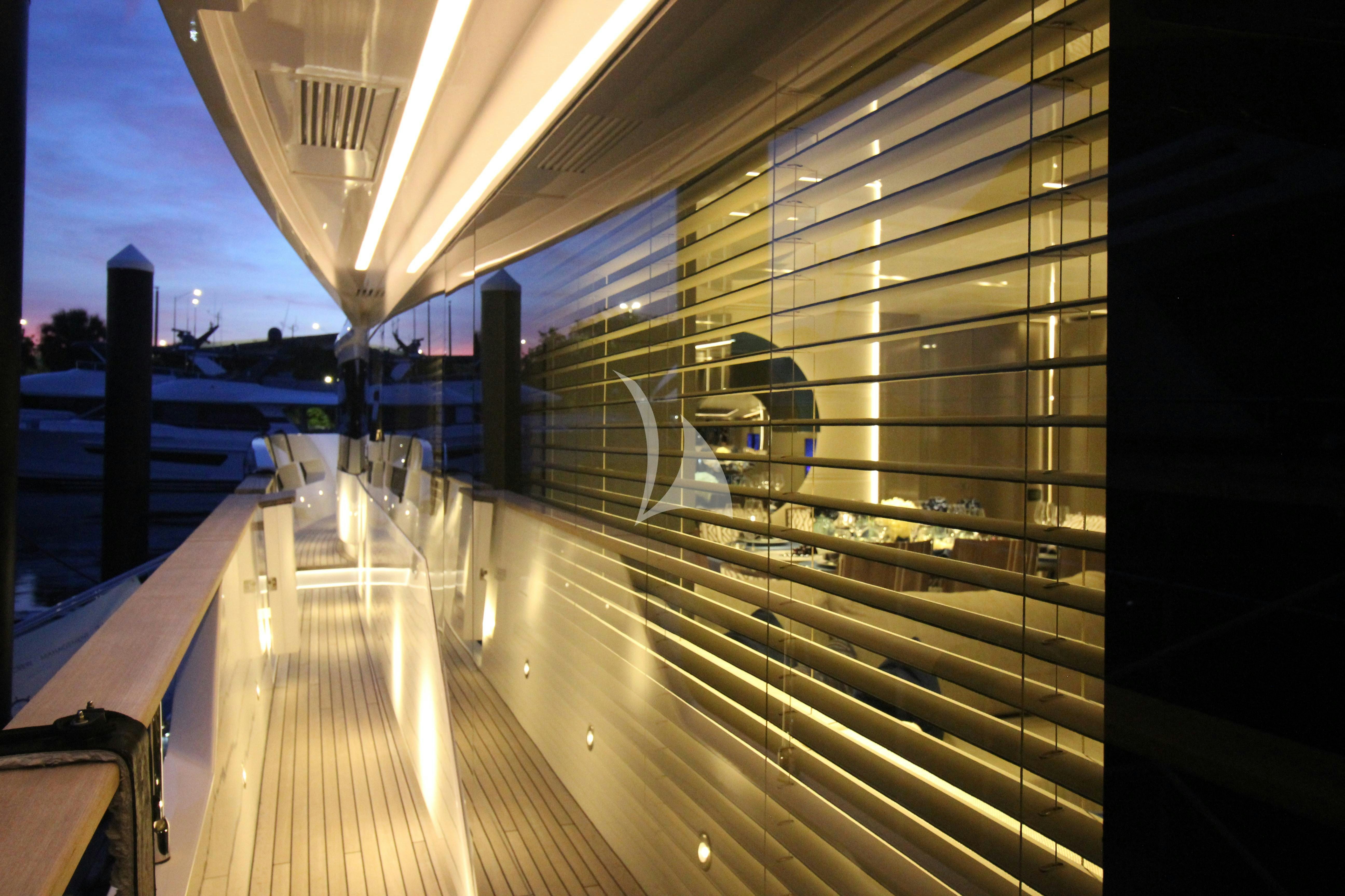 a balcony with a railing and railing aboard THE PEDDLER Yacht for Sale