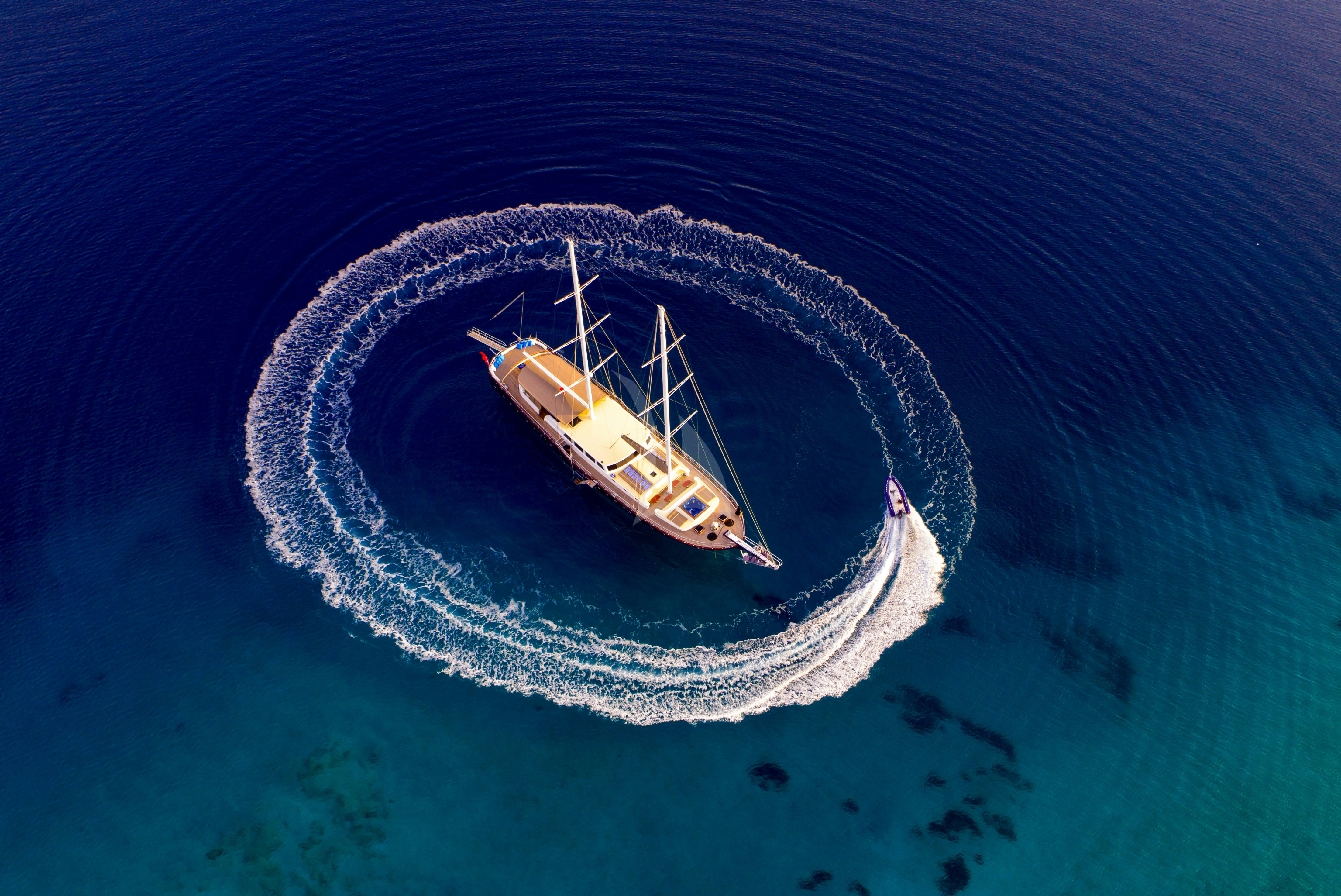 a ship in the water aboard NEVRA QUEEN Yacht for Charter