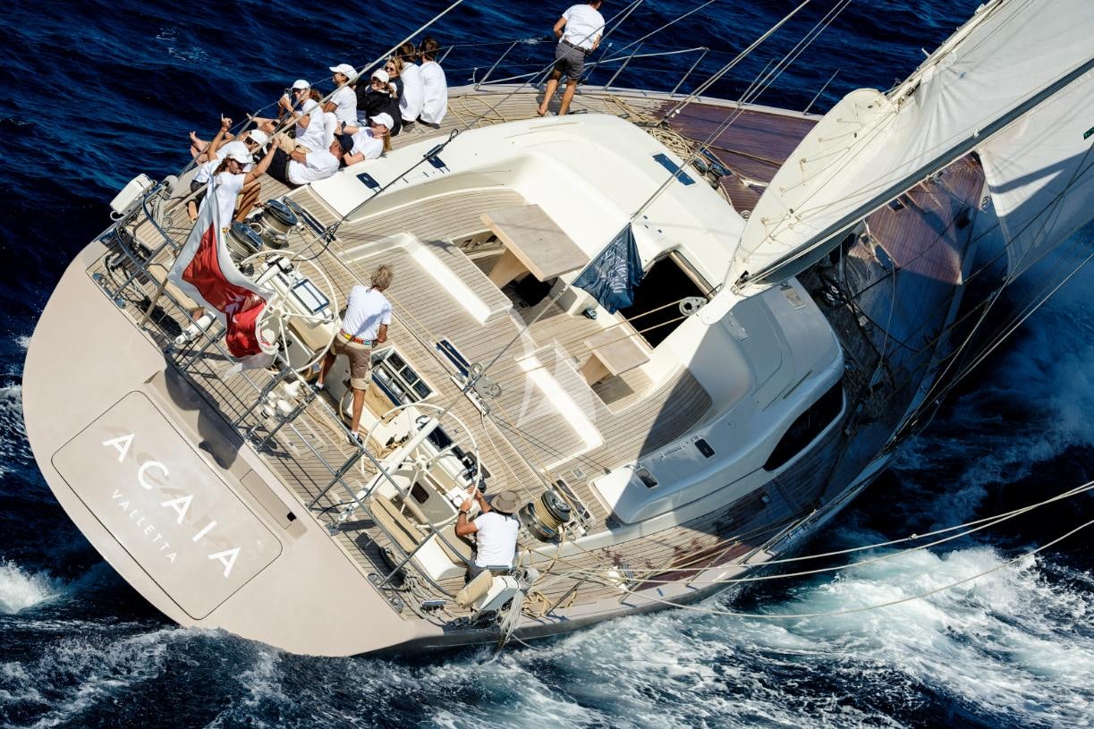 a group of people on a boat aboard ACAIA Yacht for Charter