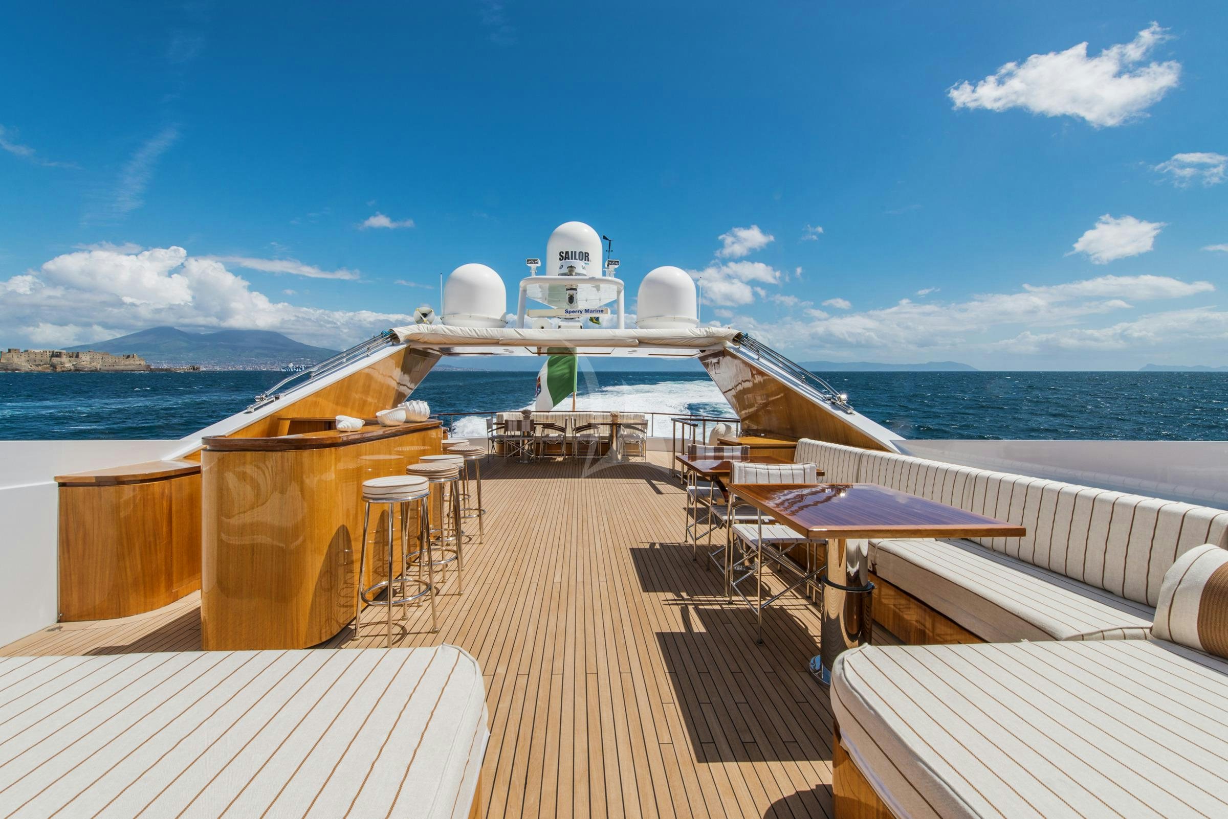 a deck with a boat on it aboard ANGRA TOO Yacht for Charter