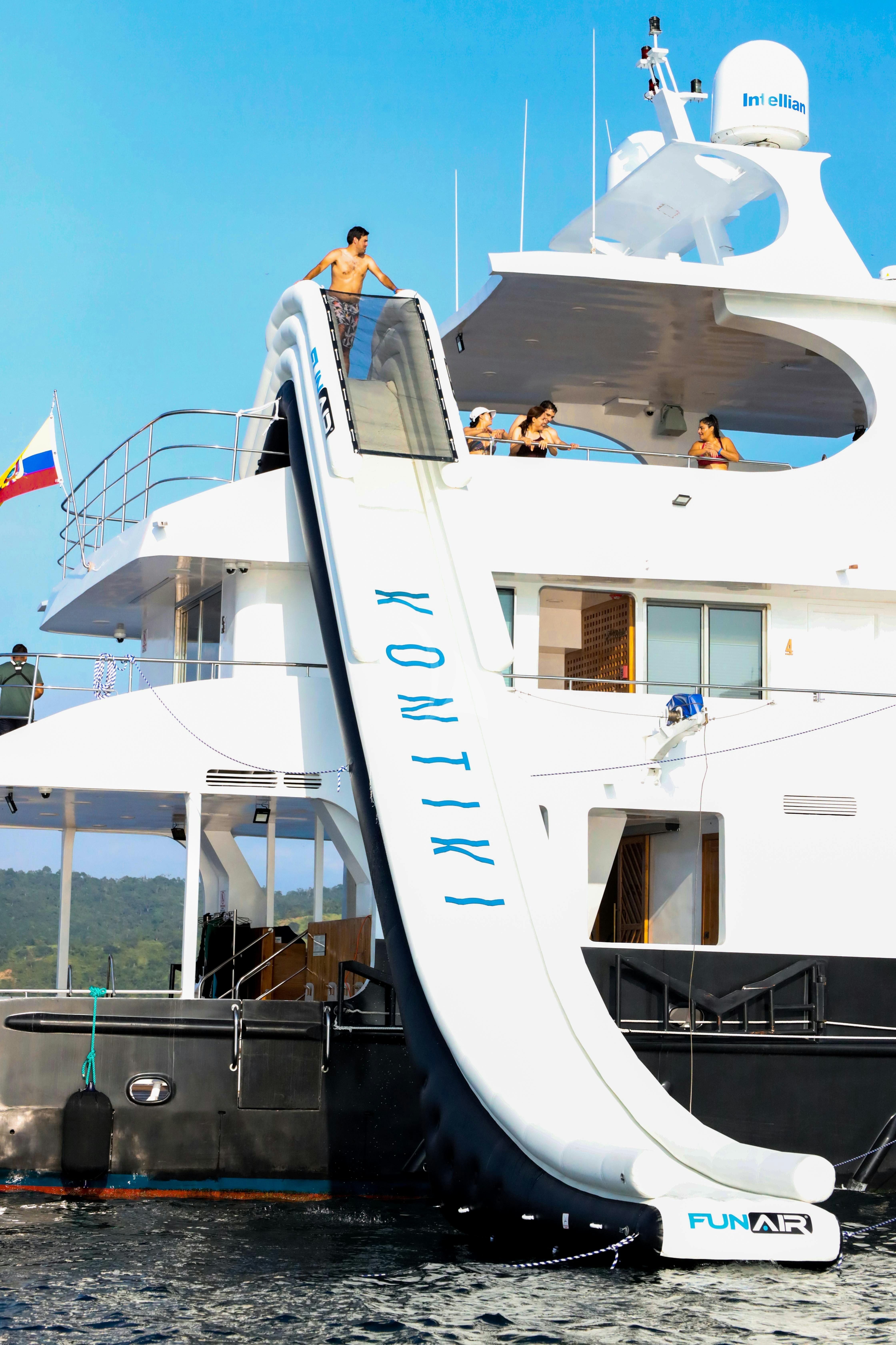 a boat with people on it aboard KONTIKI WAYRA Yacht for Charter