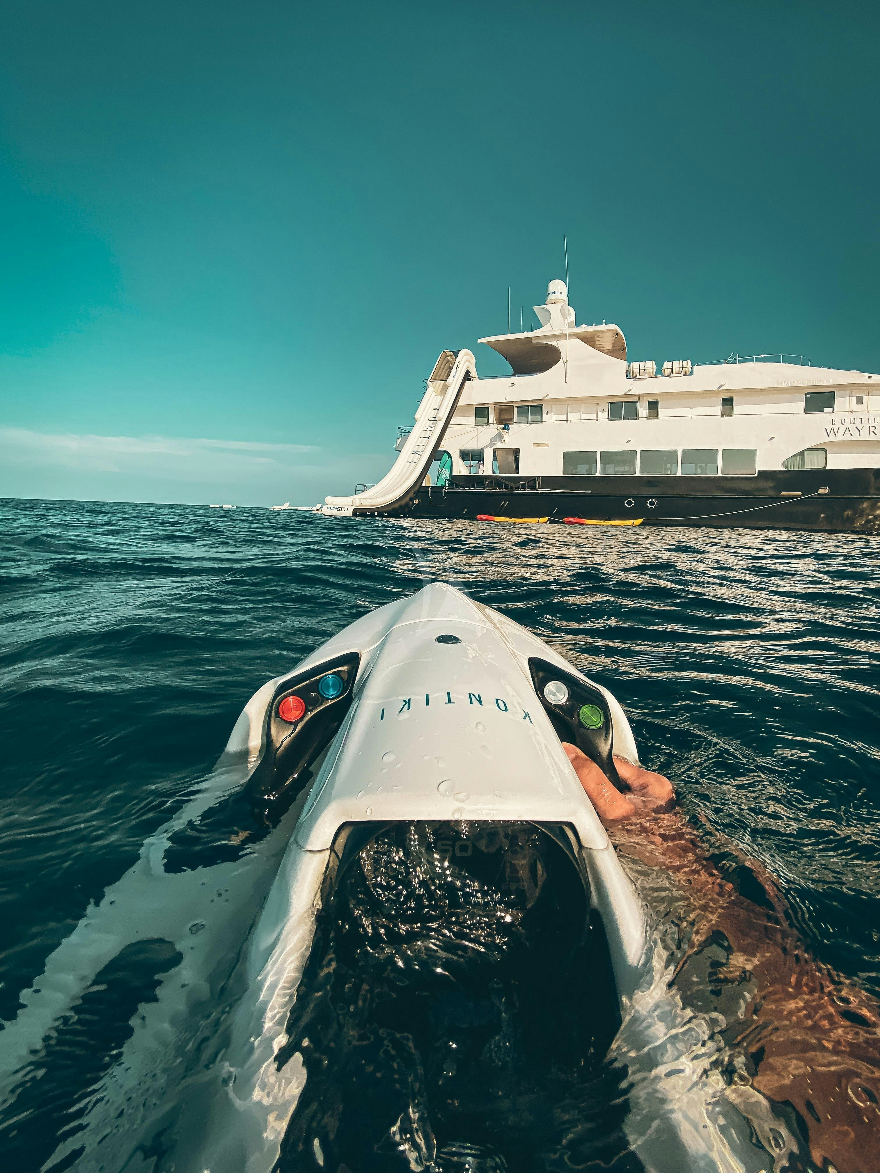 a person in a boat aboard KONTIKI WAYRA Yacht for Charter