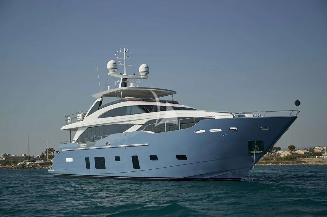 a large white boat in the water aboard HALLELUJAH Yacht for Charter