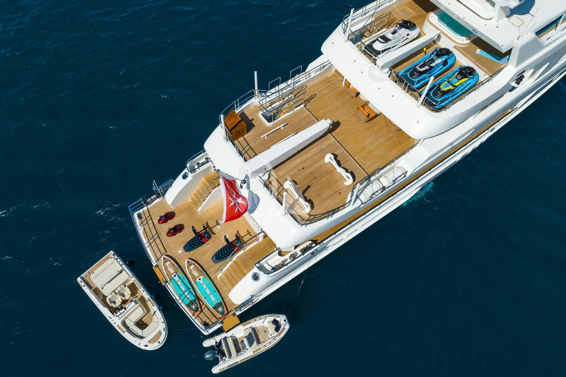 a high angle view of a ship aboard SERENITY Yacht for Charter