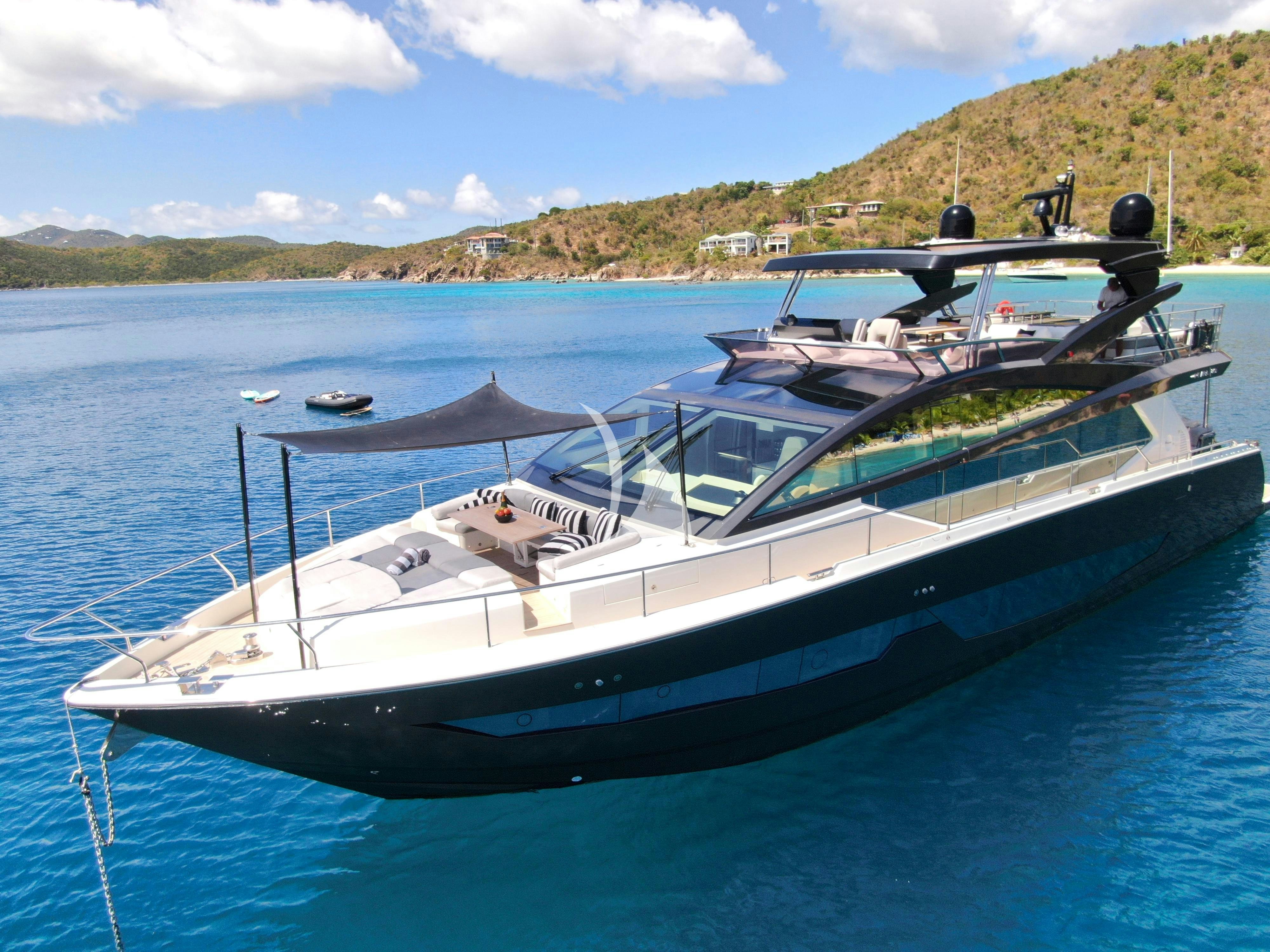 a boat on the water aboard OMNIA Yacht for Charter