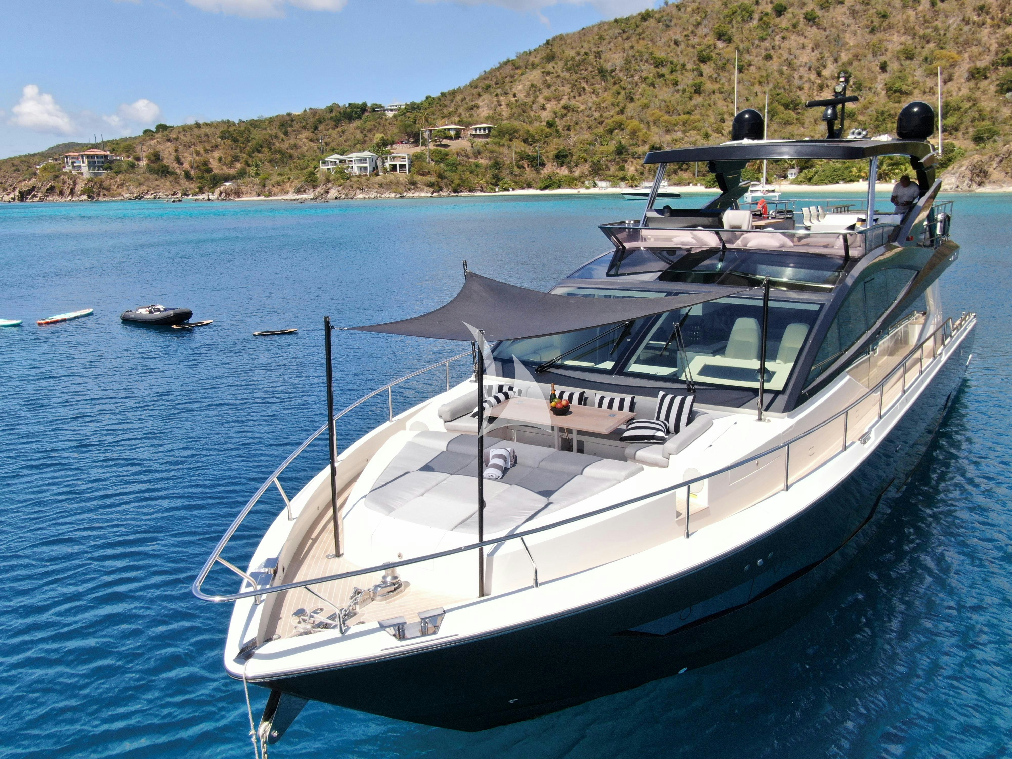 a boat on the water aboard OMNIA Yacht for Charter