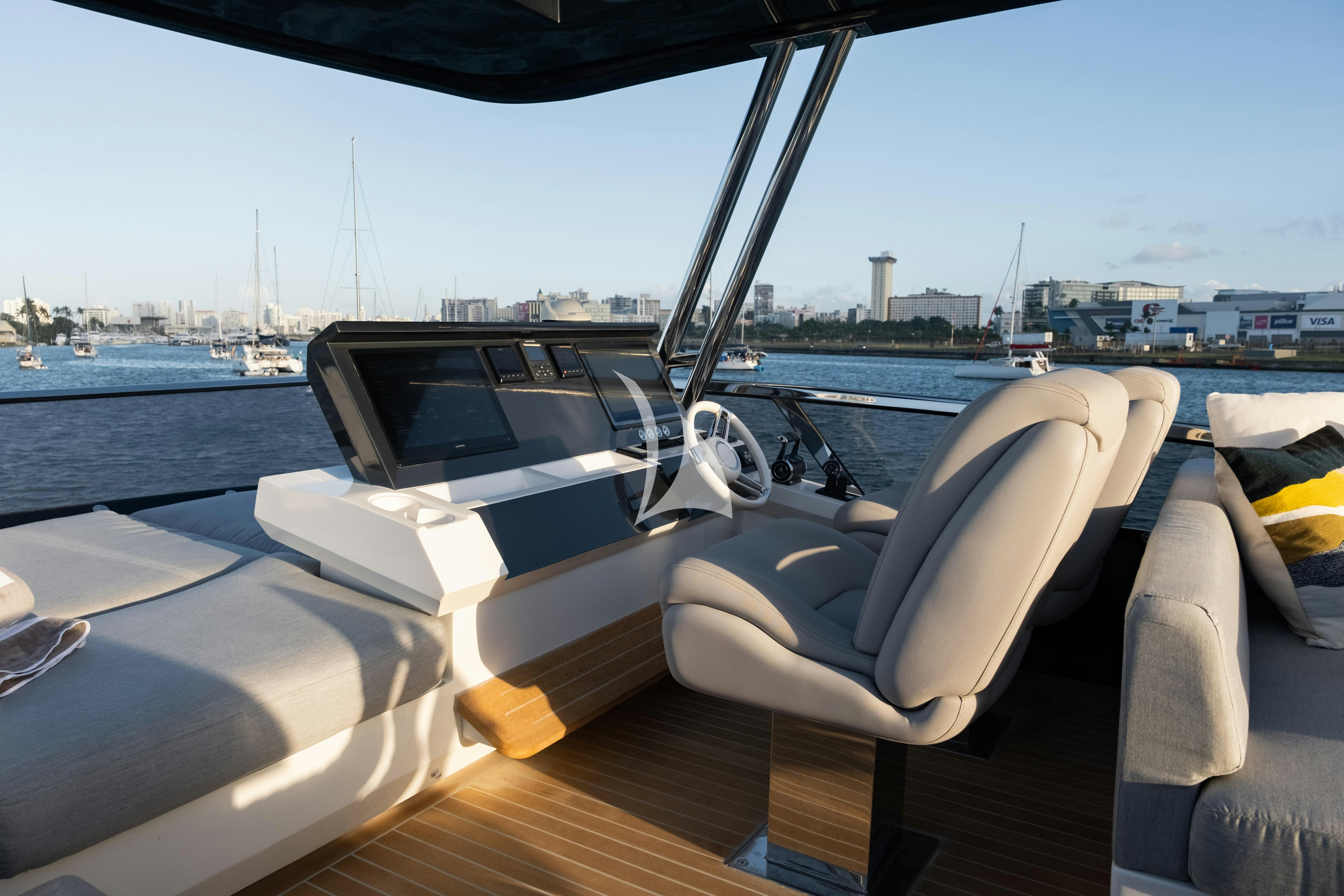 the front of a boat aboard OMNIA Yacht for Charter