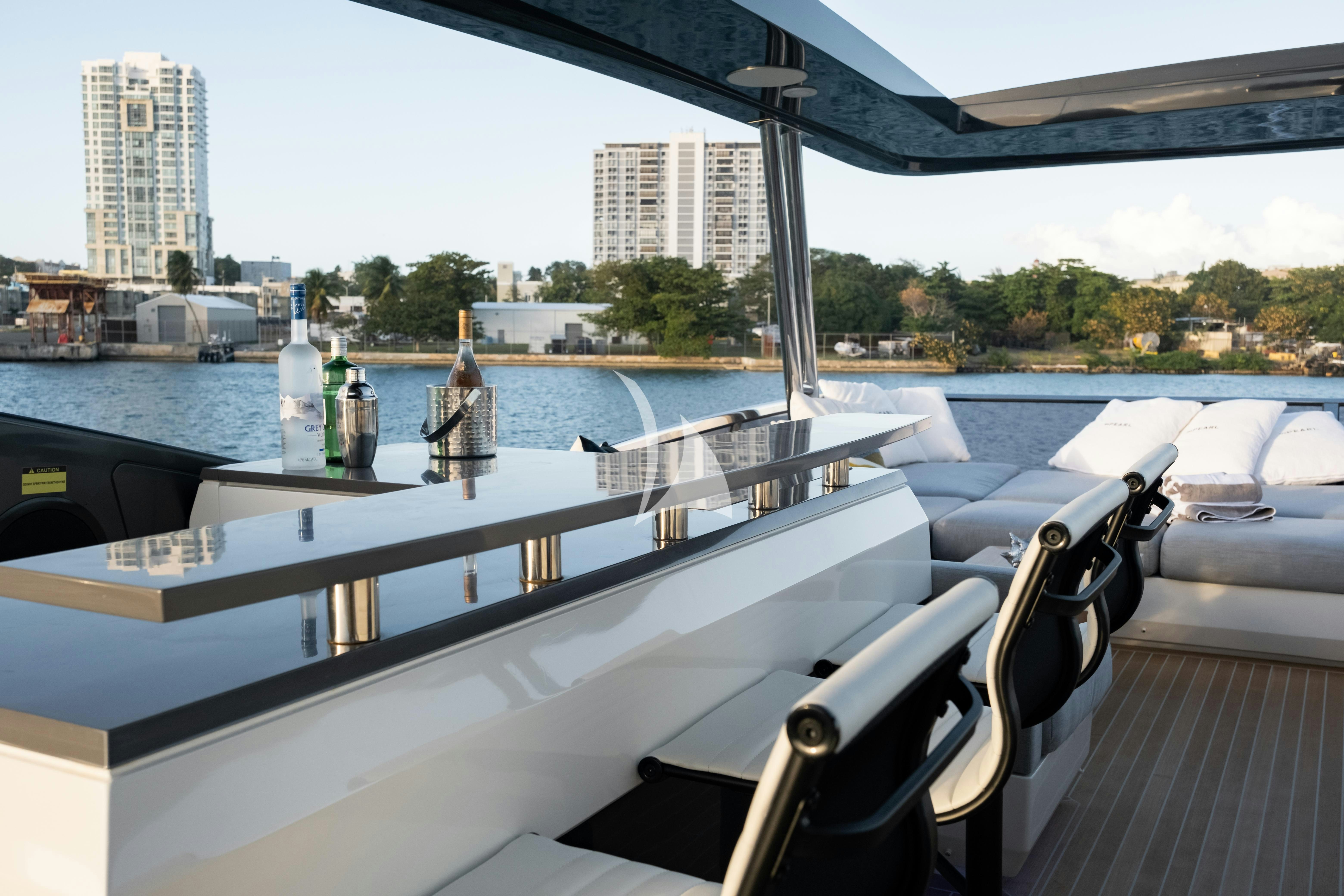 a boat on the water aboard OMNIA Yacht for Charter