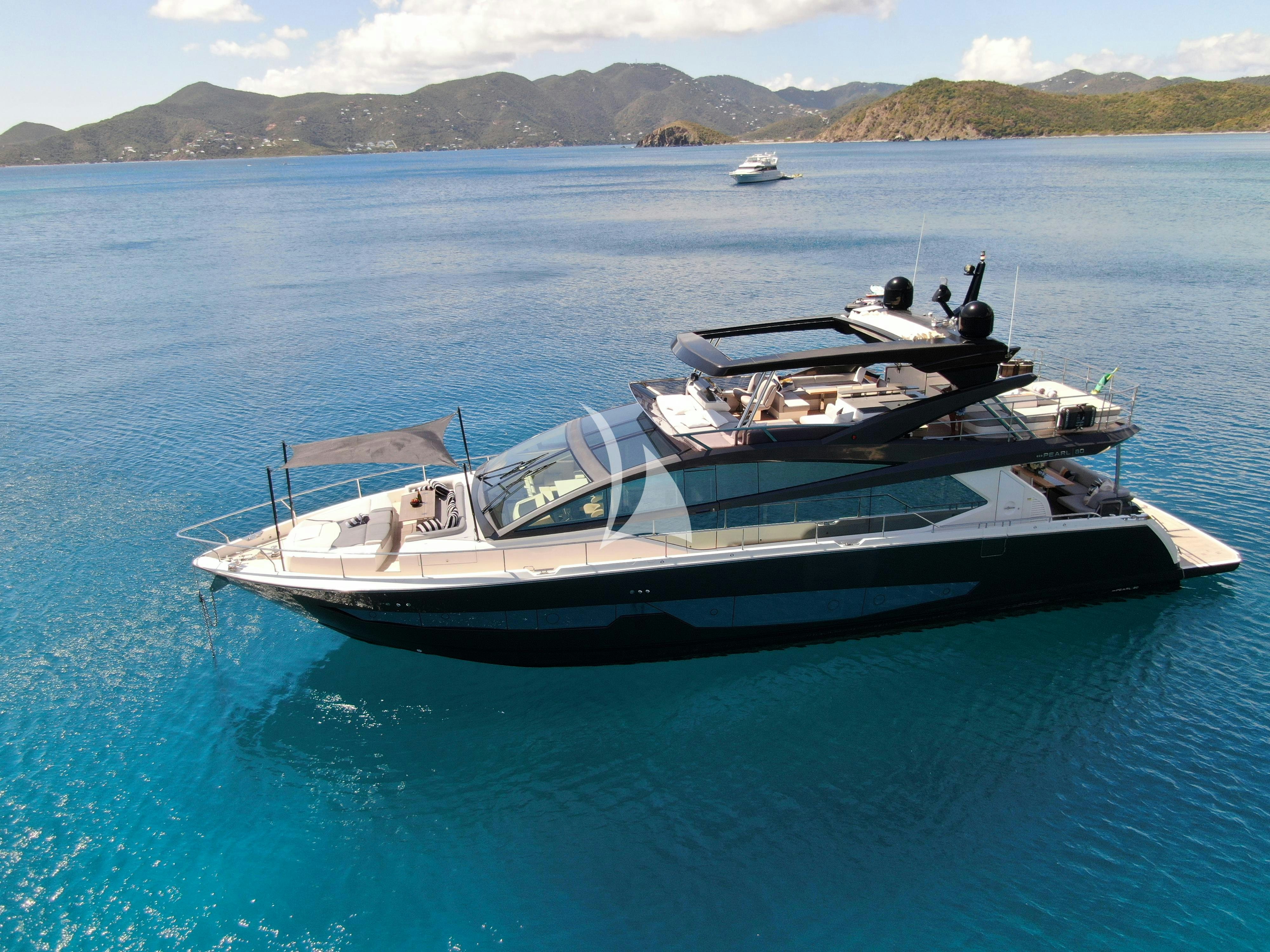 a boat in the water aboard OMNIA Yacht for Charter