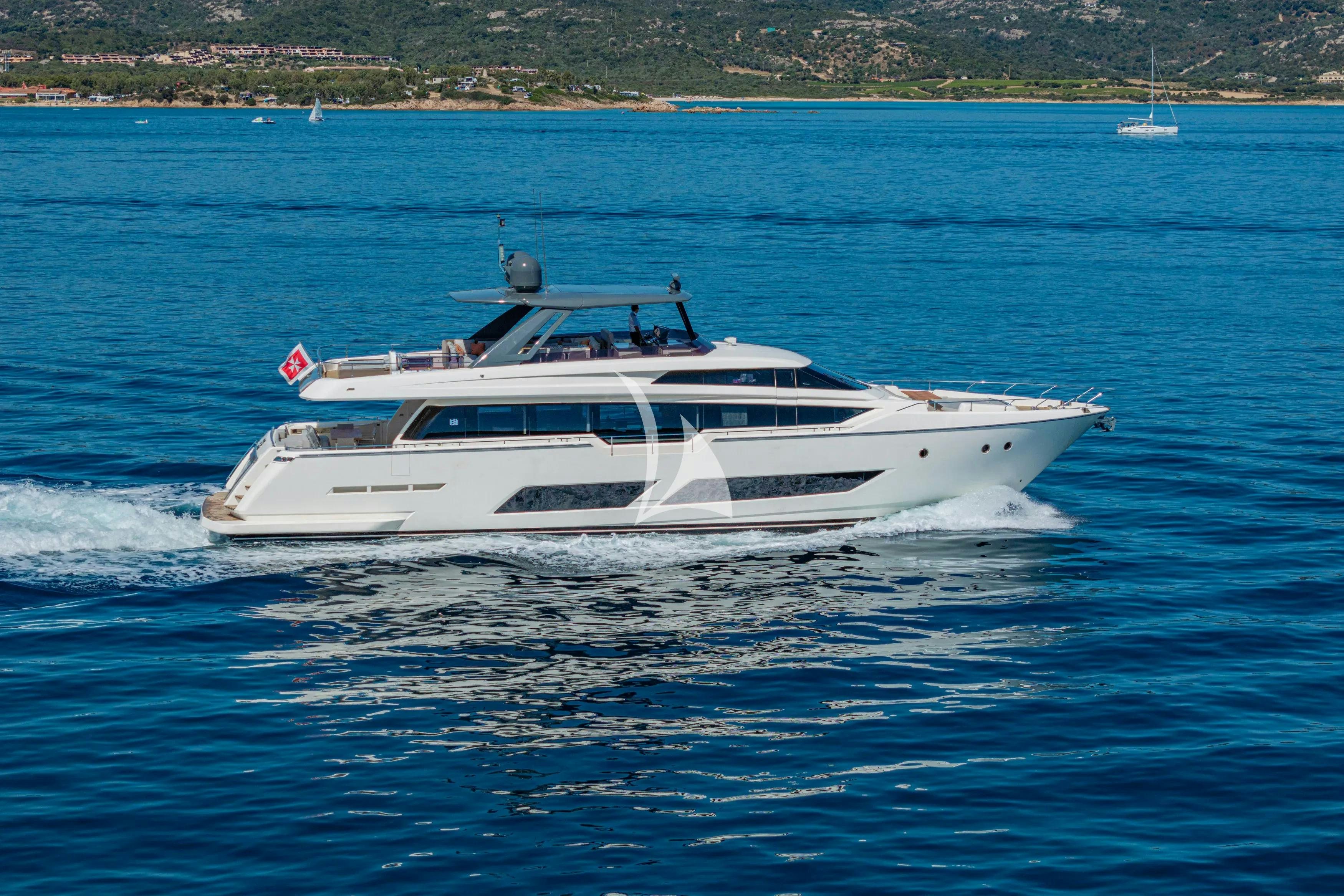 a white boat in the water aboard E3 Yacht for Charter