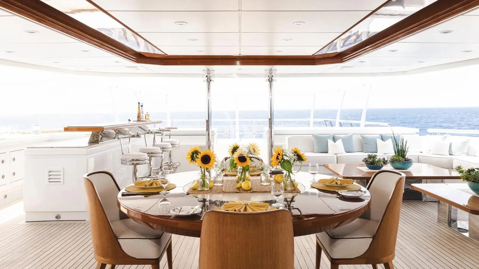 a table set for a meal aboard BATELLO Yacht for Charter