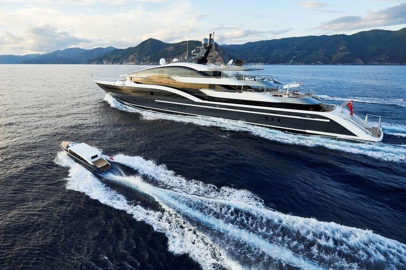 a boat on the water aboard LUNA Yacht for Charter