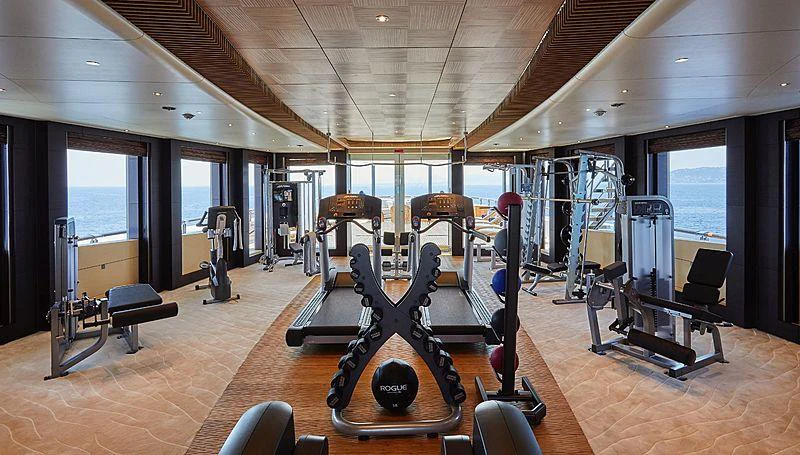 gym with exercise equipment aboard BARBARA Yacht for Charter