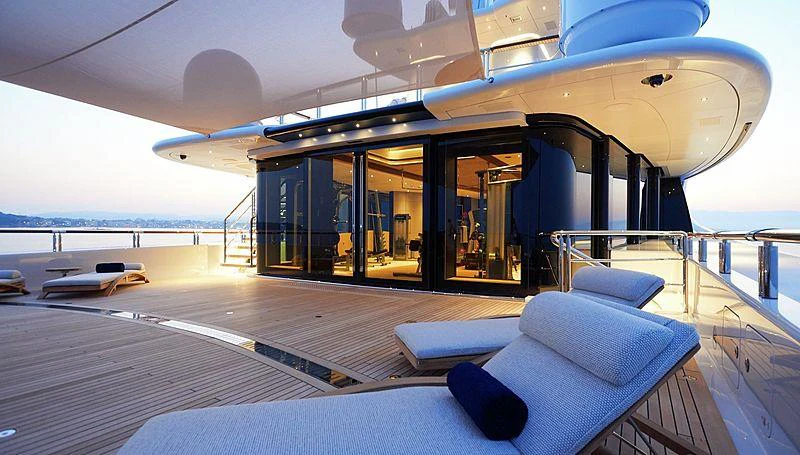 a lounge area on a boat aboard BARBARA Yacht for Charter