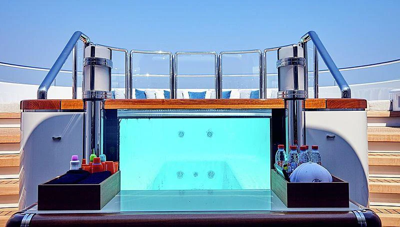 a large machine with a blue screen aboard BARBARA Yacht for Charter