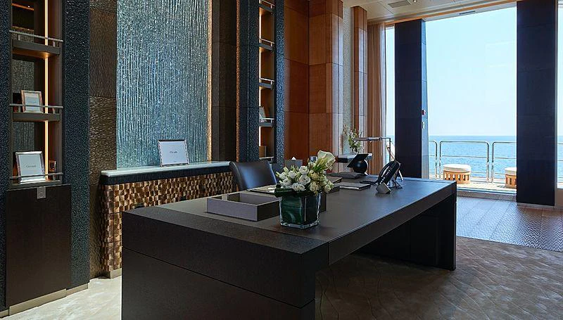 a room with a table and chairs aboard BARBARA Yacht for Charter