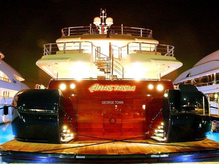 a large boat on a boat aboard WHEELS Yacht for Charter