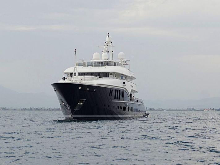 a large white ship in the water aboard LADY VERA Yacht for Charter