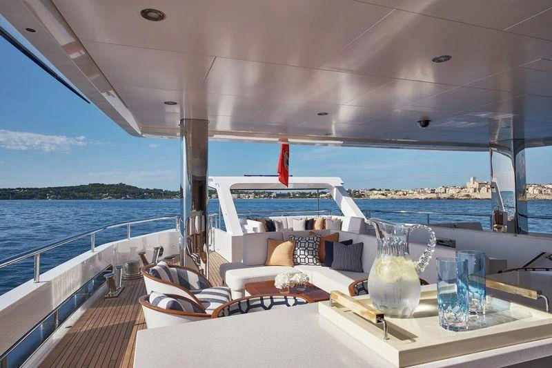 a table on a boat aboard JOY Yacht for Charter
