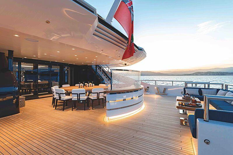 a boat on a deck aboard SOARING Yacht for Charter