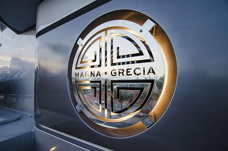 a close-up of a car door aboard MAGNA GRECIA Yacht for Charter