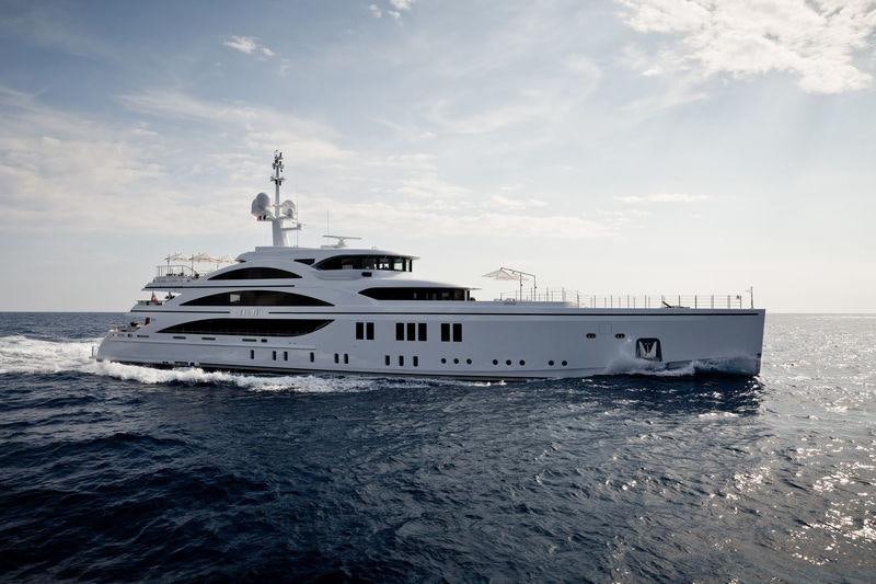 a white yacht in the water aboard SOUNDWAVE Yacht for Charter