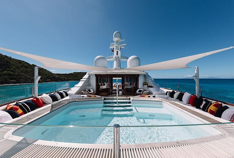 a boat on the water aboard FLAG Yacht for Charter