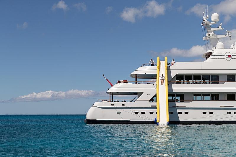 a boat in the water aboard FLAG Yacht for Charter