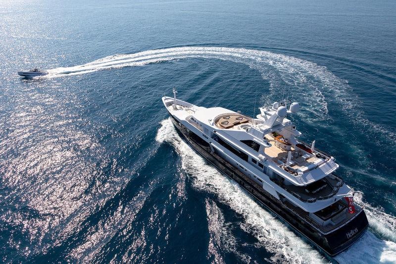 a high angle view of a boat aboard TREEHOUSE Yacht for Charter