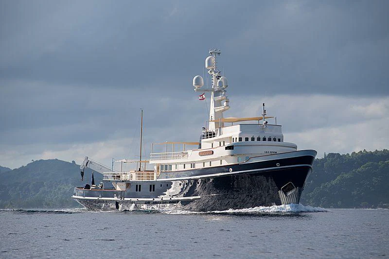 a large ship in the water aboard SEAWOLF Yacht for Charter