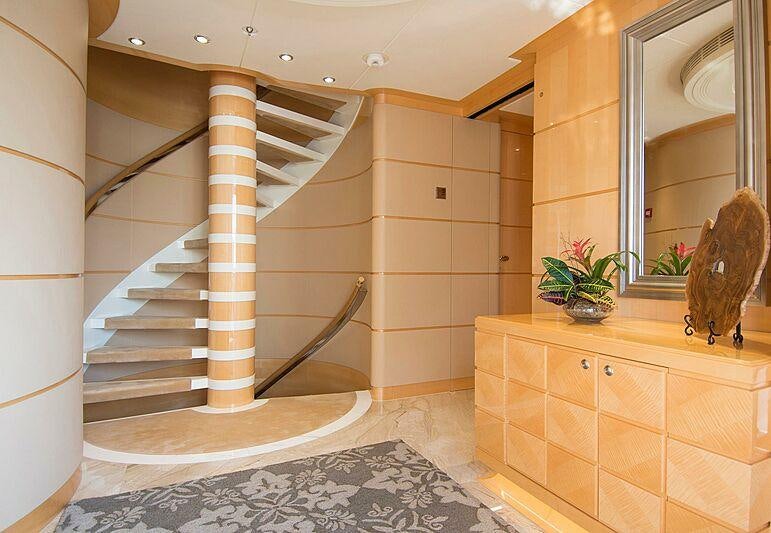 a staircase in a house aboard SOUTH Yacht for Charter