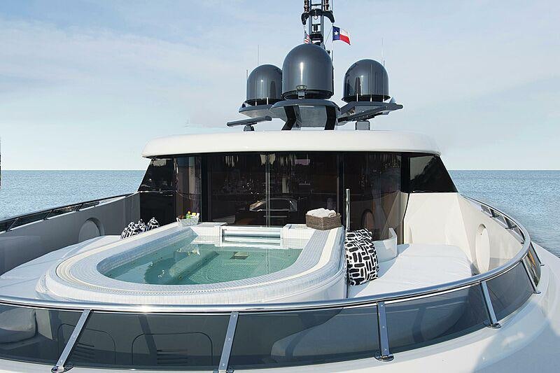 a boat with a large round object on the front aboard SOUTH Yacht for Charter