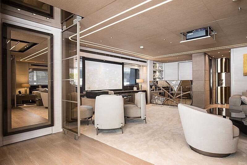 a large modern looking living room aboard SEVERIN*S Yacht for Charter