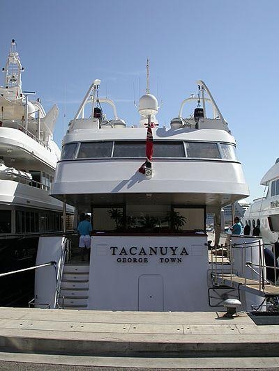 a boat parked on the dock aboard TACANUYA Yacht for Charter