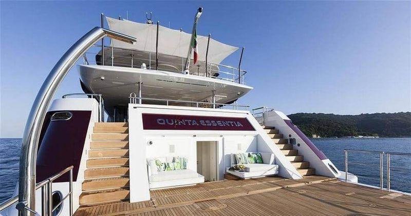 a boat on a dock aboard QUINTA ESSENTIA Yacht for Charter